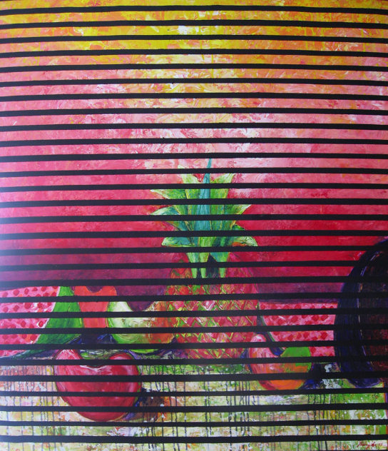 Pineapple Fruit 1992 47x43 - Huge Original Painting by Vladimir Cora
