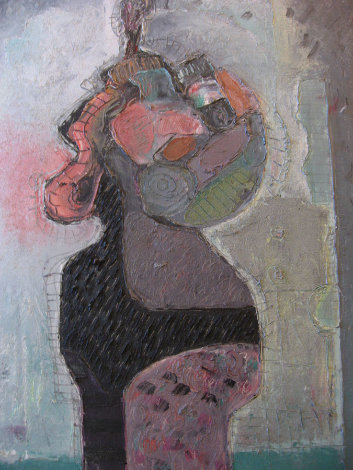 Woman of the Street 1988 34x23 Original Painting - Vladimir Cora