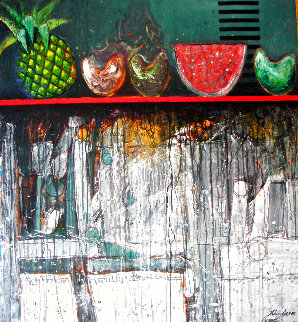 Bodegon Con Frutas 2000 54x51 Original Painting - Vladimir Cora Bodegon Con Frutas 2000 54x51 Original Painting - Vladimir Cora