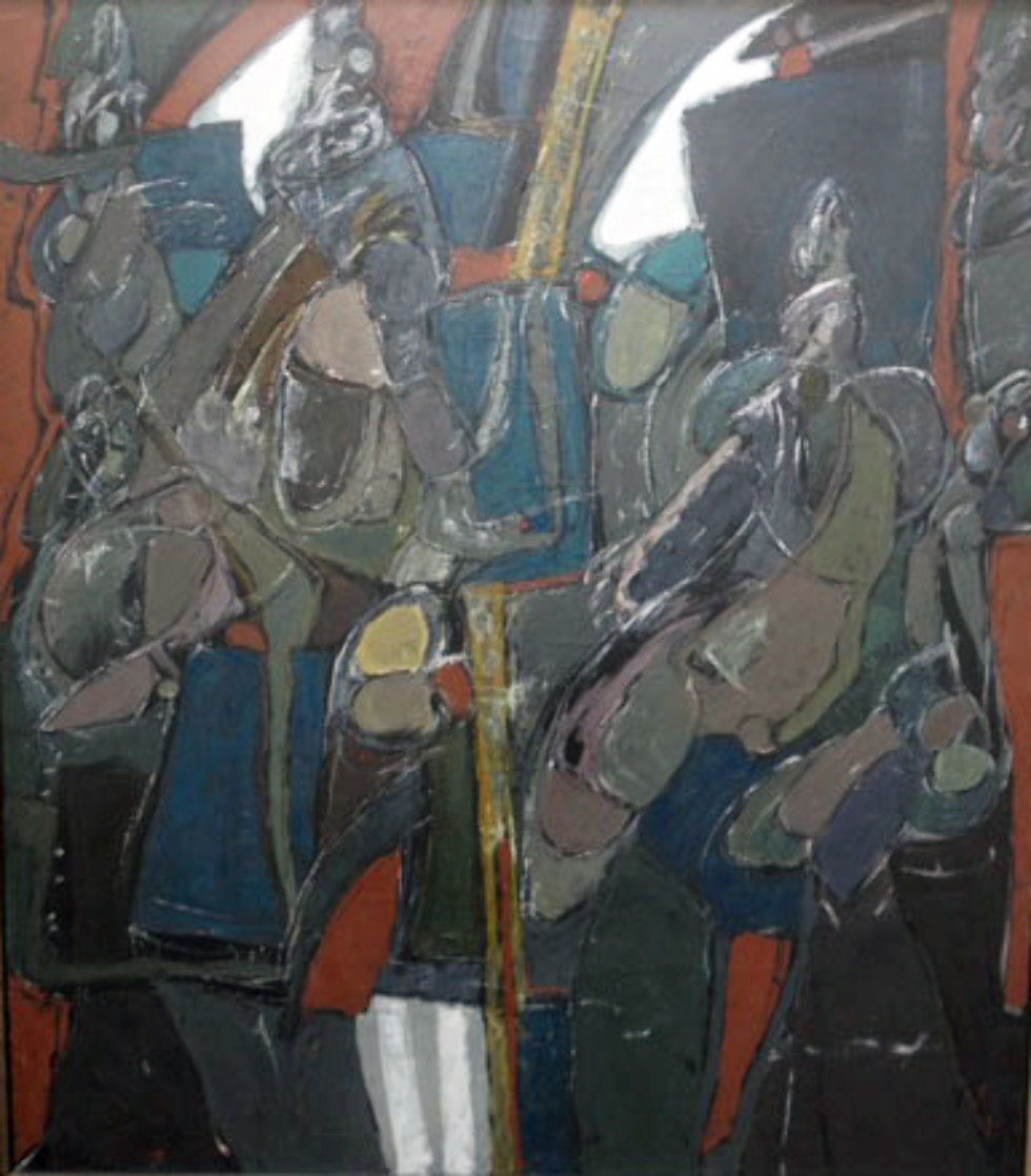 Las Senoritas De Tac 1984 77x70 Original Painting by Vladimir Cora Las Senoritas De Tac 1984 77x70 Original Painting by Vladimir Cora