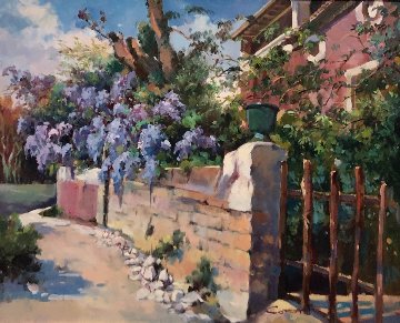Glycine Au Pont De Gard 2000 19x22 Original Painting - Cora Glycine Au Pont De Gard 2000 19x22 Original Painting - Cora