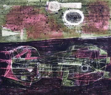 Chat Couche Dans Le Desert 1953 Embellished Limited Edition Print - Guillaume Corneille