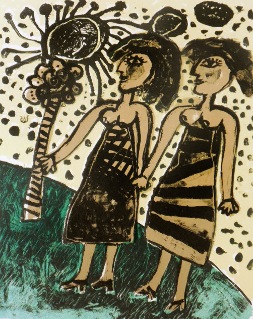Les Deux Soeurs the Two Sisters 1969 Limited Edition Print by Guillaume Corneille