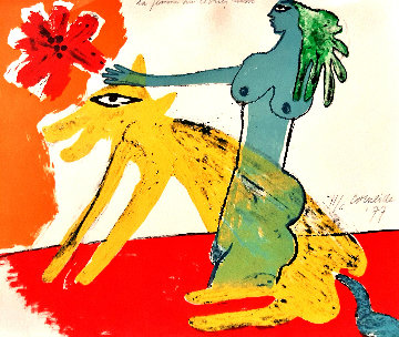 La Femme Au Lévrier Russe 1977 Limited Edition Print - Guillaume Corneille