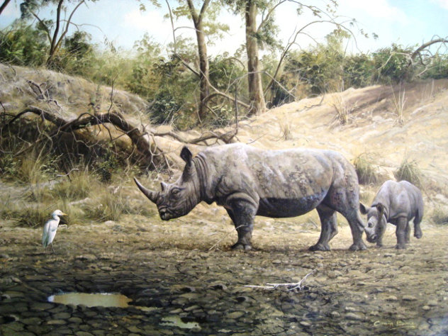 Untitled Rhinoceros 1995 29x50 Original Painting by Craig Bone