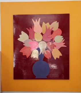 Untitled Floral 1996 47x41 Original Painting - Steven Criqui Untitled Floral 1996 47x41 Original Painting - Steven Criqui