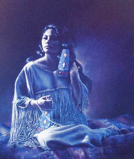 Blue Beaded Hair Ties AP 1983 Limited Edition Print - Penni Anne Cross Blue Beaded Hair Ties AP 1983 Limited Edition Print - Penni Anne Cross