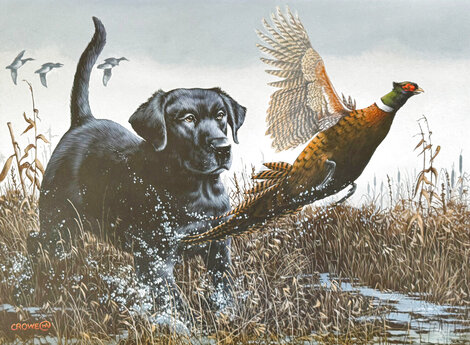 Master Hunter 1995 23x28 - Framed Acrylic on Canvas Original Painting - Phillip Crowe