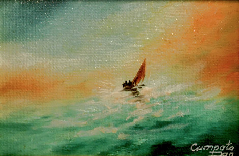 Untitled Seascape 5x7 Original Painting - Dan Cumpata