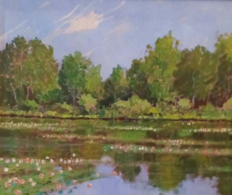 Goose Pond Gloucester 1970 36x30 - Massachusetts Original Painting - Alan Curtis