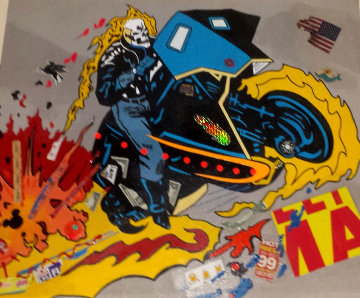 Ghost Ryder 2007 48x40 Huge Original Painting - Ronnie Cutrone Ghost Ryder 2007 48x40 Huge Original Painting - Ronnie Cutrone