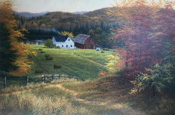 Lakeside Farm 2001 32x44 Huge Original Painting - Charles White Lakeside Farm 2001 32x44 Huge Original Painting - Charles White