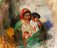 Mother and Child 1990 29x33 Original Painting by Cyrus Afsary - 0 Mother and Child 1990 29x33 Original Painting by Cyrus Afsary - 0