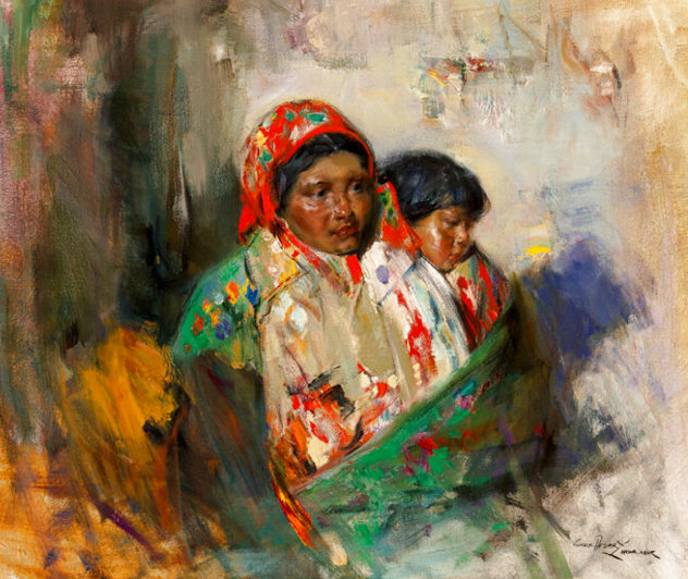 Mother and Child 1990 29x33 Original Painting by Cyrus Afsary