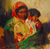 Mother and Child 1990 29x33 Original Painting by Cyrus Afsary - 2 Mother and Child 1990 29x33 Original Painting by Cyrus Afsary - 2