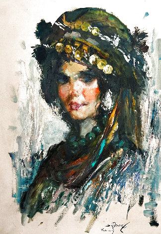 Gypsy Girl 40x34 - Huge Original Painting - Cyrus Afsary