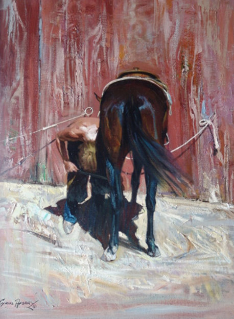 New Shoes 24x18 Original Painting - Cyrus Afsary
