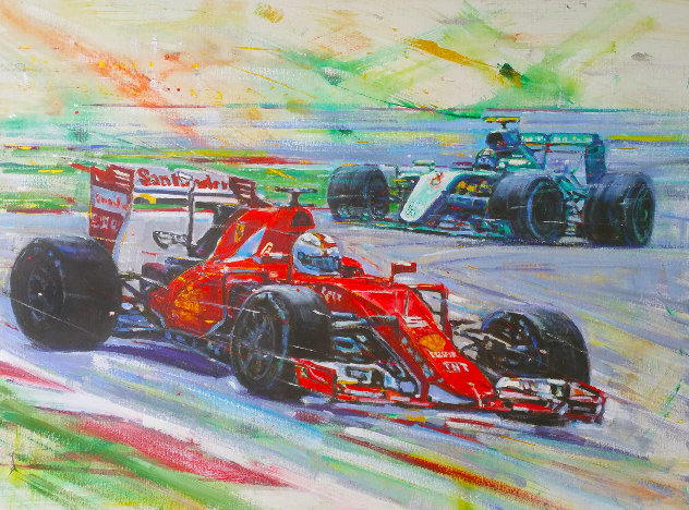 Formula 1 Race 2015 36x48 - Huge Original Painting by Roman Czerwinski