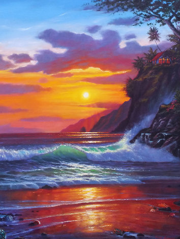 Evening Splendor 2008 43x37 Huge -  Hawaii, Lahaina, Maui Artist Original Painting - Roman Czerwinski