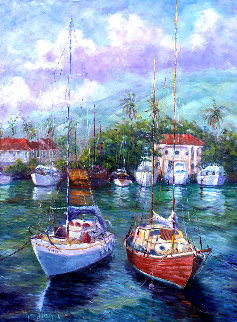 Colors of the Harbor - Lahaina, Maui, Hawaii 1988 52x40 Super Huge Original Painting - Roman Czerwinski Colors of the Harbor - Lahaina, Maui, Hawaii 1988 52x40 Super Huge Original Painting - Roman Czerwinski