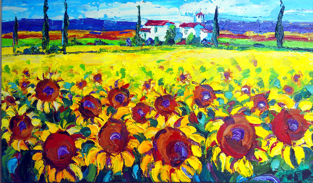 Sunflower Dream 2015 44x26 Huge Original Painting by Roman Czerwinski