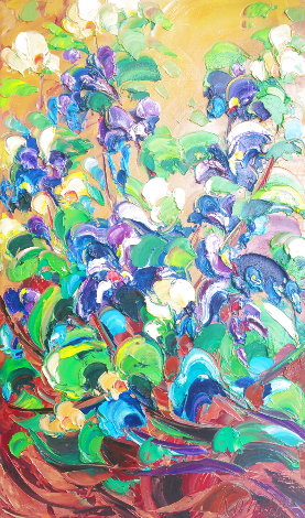 Iris Garden 2015 30x18 Original Painting - Roman Czerwinski