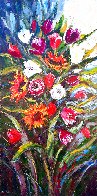 Sunflowers And Tulips Original Painting by Roman Czerwinski - 0 Sunflowers And Tulips Original Painting by Roman Czerwinski - 0