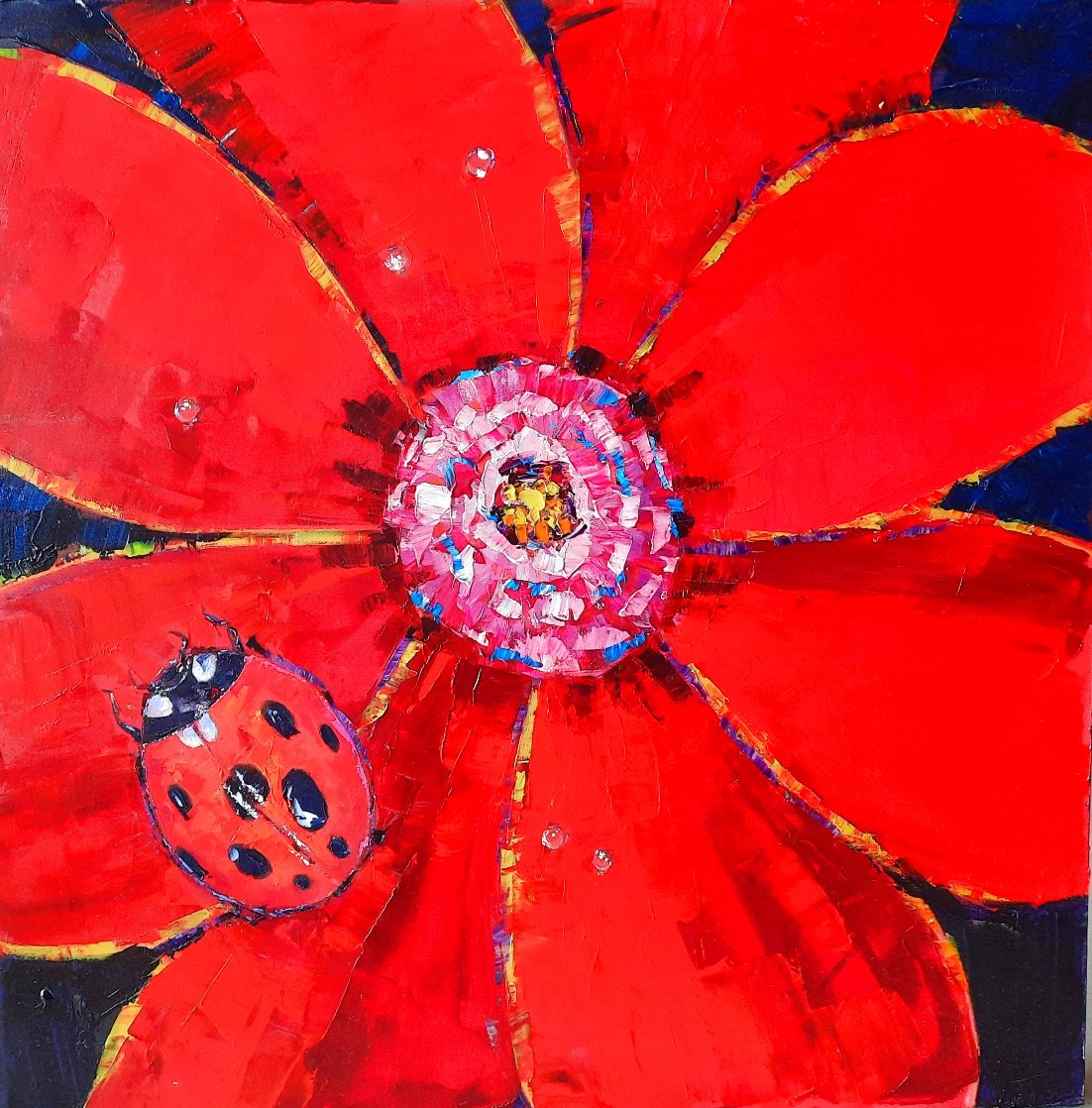 Ladybug Original 2005 24x24 Original Painting by Roman Czerwinski Ladybug Original 2005 24x24 Original Painting by Roman Czerwinski