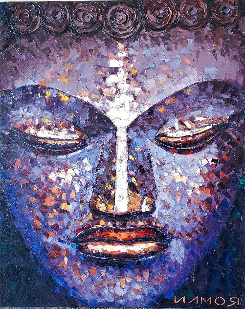 Meditation 2016  40x30 Signed Twice - Maui Artist Original Painting by Roman Czerwinski
