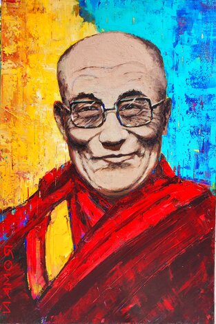 Dalai Lama 2020 36x24 -  Maui Artist - Tibet Original Painting - Roman Czerwinski