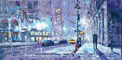 Winter in NY 2016 15x30 Original Painting - Roman Czerwinski