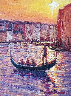 Sunset in Venice 2012 12x9 Signed Twice Original Painting - Roman Czerwinski