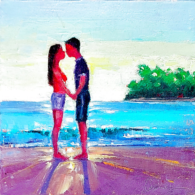 Kiss on Maui 2020 10x10 - Hawaii Original Painting by Roman Czerwinski