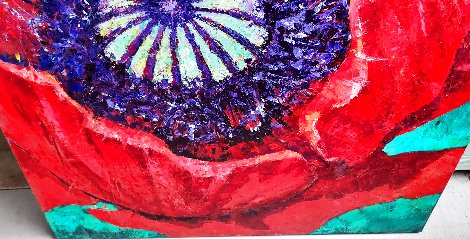Wind Flower (Poppy) 2020 48x48 - Huge Original Painting - Roman Czerwinski
