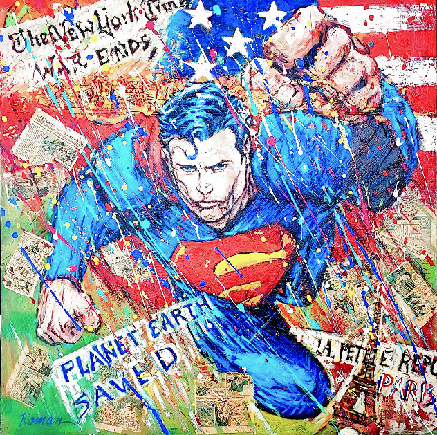 Superman 2016 48x48 - Huge Original Painting by Roman Czerwinski