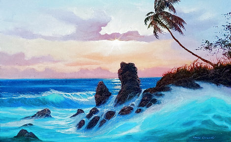 Tropical Coast 2012 18x28 - Hana, Hawaii Original Painting - Roman Czerwinski