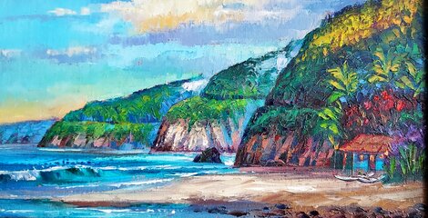 Road to Hana, Maui, Hawaii 12x17 Original Painting - Roman Czerwinski