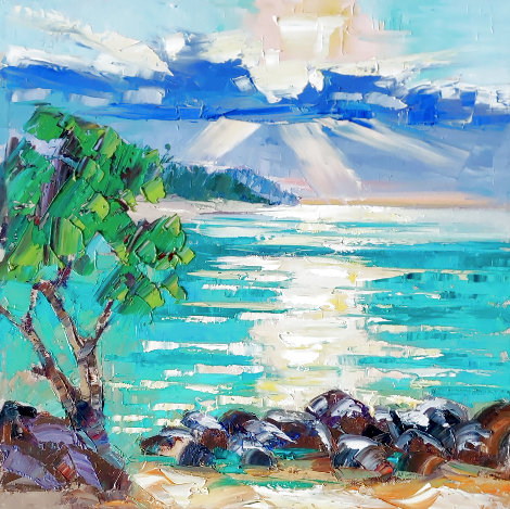 Sunset at Baldwin Beach 2022 17x17 - Maui, Hawaii Original Painting - Roman Czerwinski