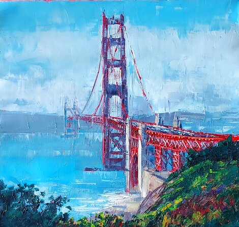 Golden Gate Bridge 2016 30x30 Oil on Canvas - Signed Twice - San Francisco, CA Original Painting - Roman Czerwinski