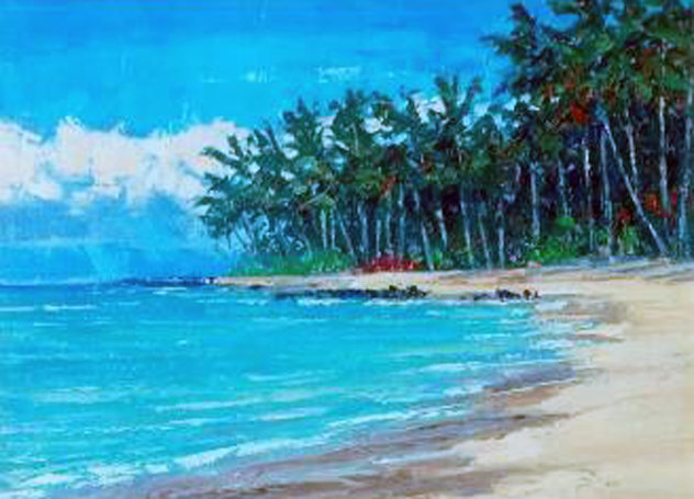 Beach Kanaha, Maui 29x24 - Hawaii - Koa Wood Frame Original Painting by Roman Czerwinski