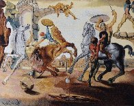 Bataille Autour D'un Pissenlit (Battle Around a Dandelion) Tapestry 1988 41x54 Tapestry by Salvador Dali - 0 Bataille Autour D'un Pissenlit (Battle Around a Dandelion) Tapestry 1988 41x54 Tapestry by Salvador Dali - 0