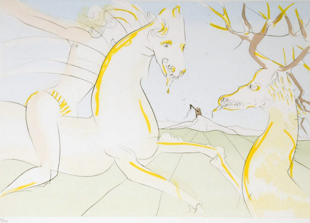 Le Cavalier Et La Cerf 1974 Limited Edition Print by Salvador Dali Le Cavalier Et La Cerf 1974 Limited Edition Print by Salvador Dali