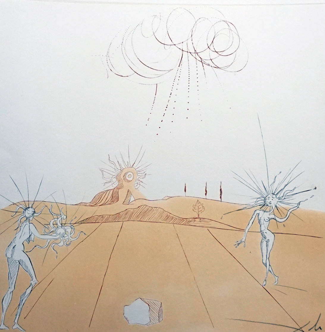 Neuf Paysages Paysage Avec Figures - Soleil From Sun 1980 Limited Edition Print by Salvador Dali Neuf Paysages Paysage Avec Figures - Soleil From Sun 1980 Limited Edition Print by Salvador Dali