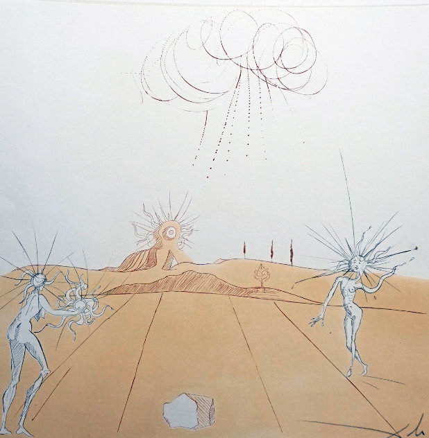 Neuf Paysages Paysage Avec Figures -  Soleil From Sun 1980 Limited Edition Print by Salvador Dali