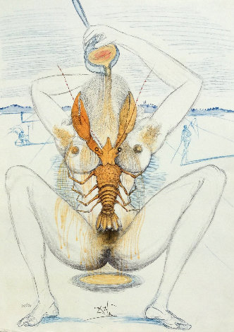 Nude And Lobster 1967 (Early) Limited Edition Print - Salvador Dali