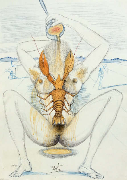 Nude And Lobster 1967 (Early) Limited Edition Print by Salvador Dali