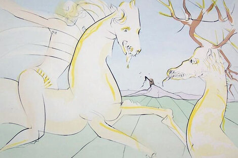 Bestiaire de la Fontaine: le Cavalier et le Cerf 1974 HS Limited Edition Print - Salvador Dali