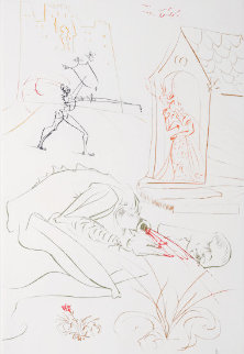La Quete Du Graal: Combat Devant la Dame de Malehout 1975 Limited Edition Print - Salvador Dali La Quete Du Graal: Combat Devant la Dame de Malehout 1975 Limited Edition Print - Salvador Dali