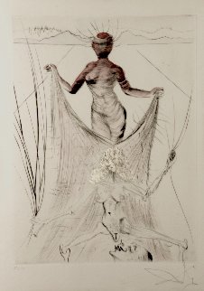 La Venus Aux Fourrures Woman Holding Veil 1968 (Early) Limited Edition Print - Salvador Dali La Venus Aux Fourrures Woman Holding Veil 1968 (Early) Limited Edition Print - Salvador Dali