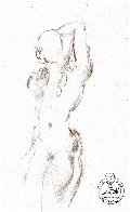 Etude Nu Féminin Du Face Drawing 1963 8x5 Drawing by Salvador Dali - 0 Etude Nu Féminin Du Face Drawing 1963 8x5 Drawing by Salvador Dali - 0